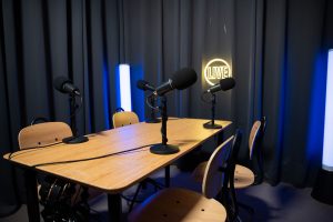 Round Rock Podcast Studio | Side of Table